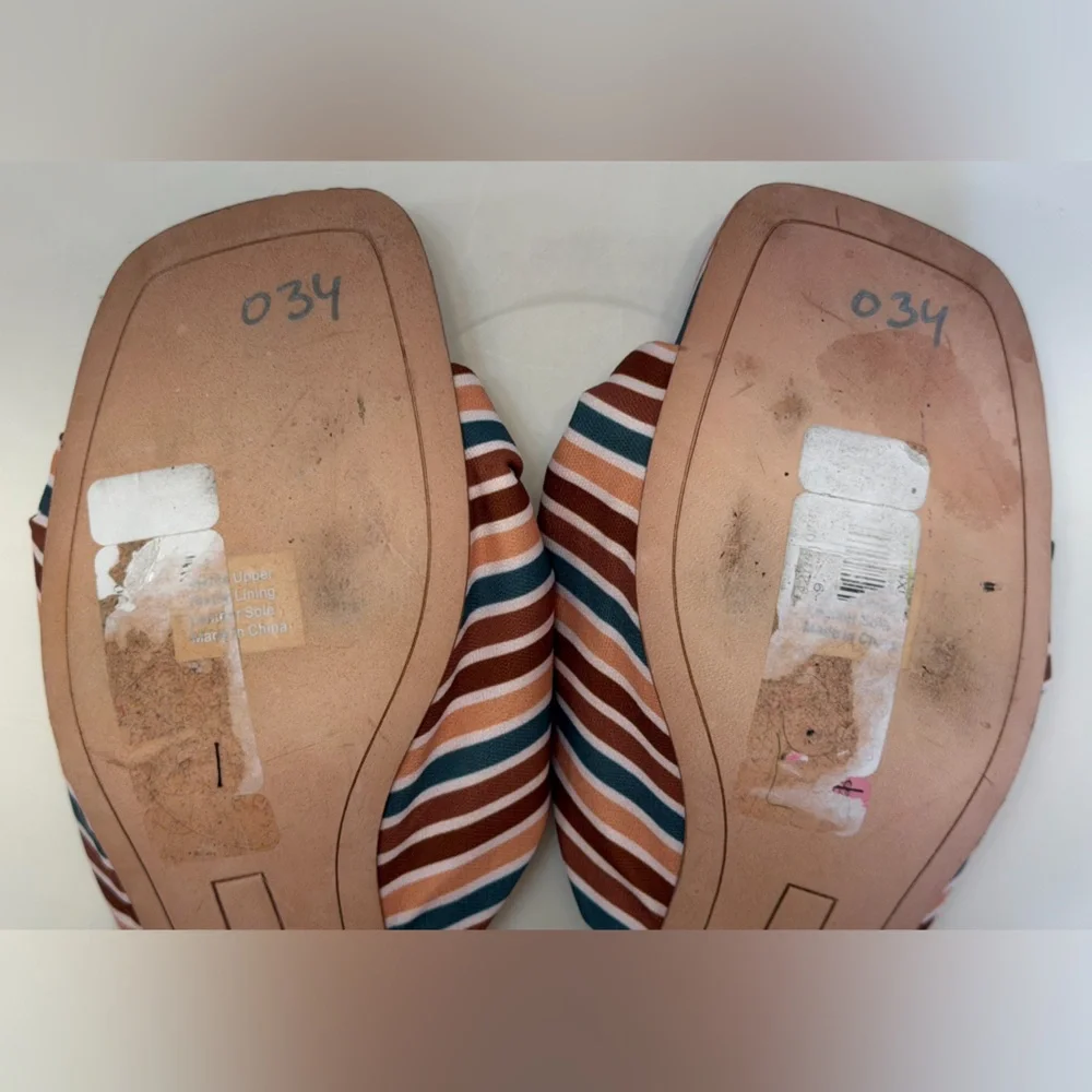 NWOT Deltan Striped Knot Slide Sandals Block Heel Summer Resort Chic Size 8 - Picture 11 of 14